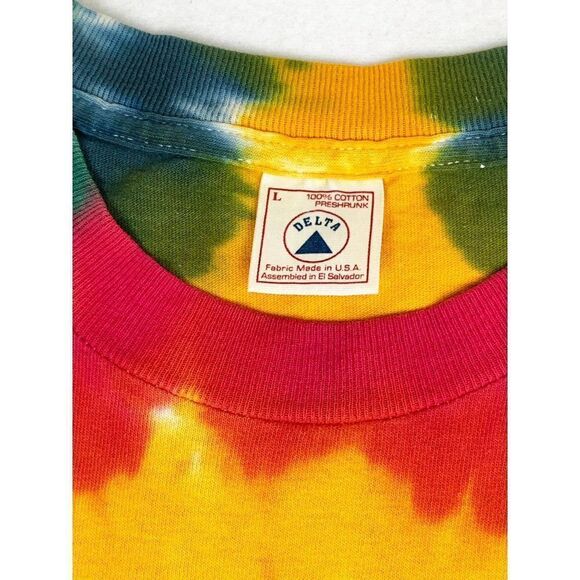 Vintage Rasta Lizard T-Shirt Large Tie Dye Ganja Weed Jamaica Hippe Beach Single - Picture 5 of 10